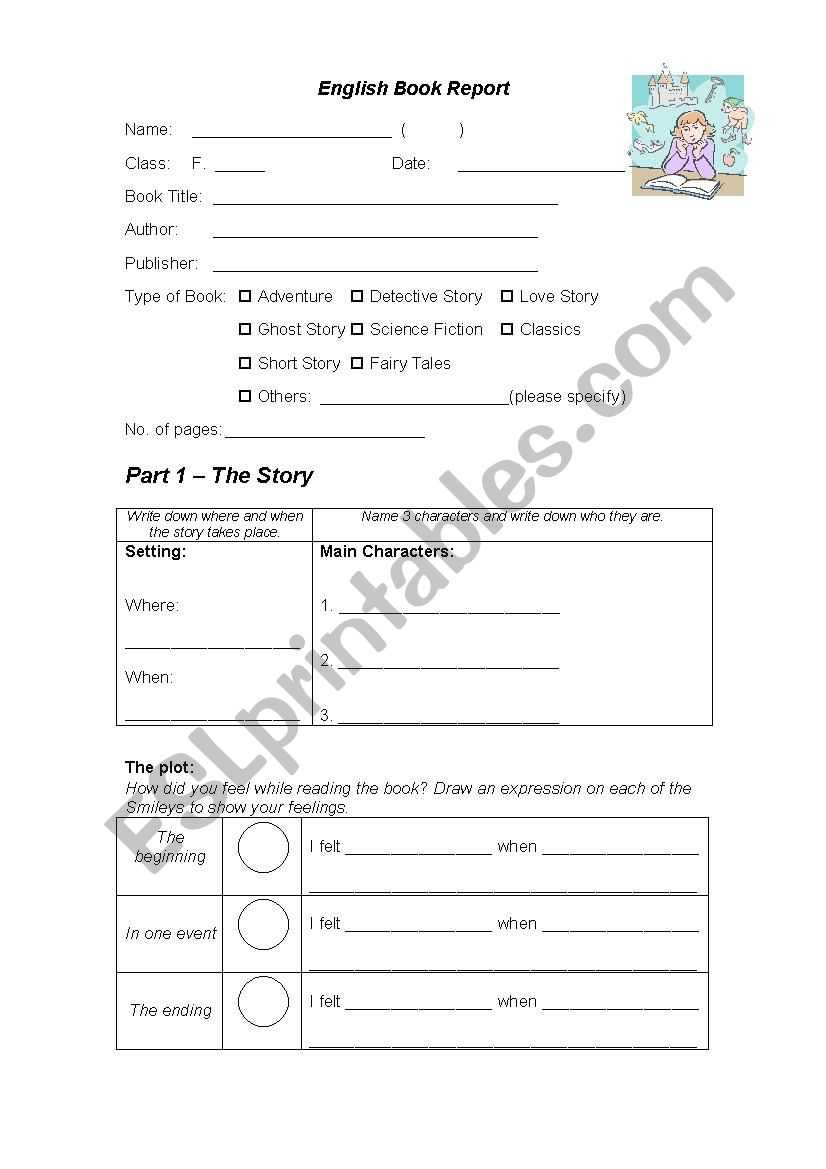 Book Report Template – Esl Worksheetfellowcoco With Story Report Template