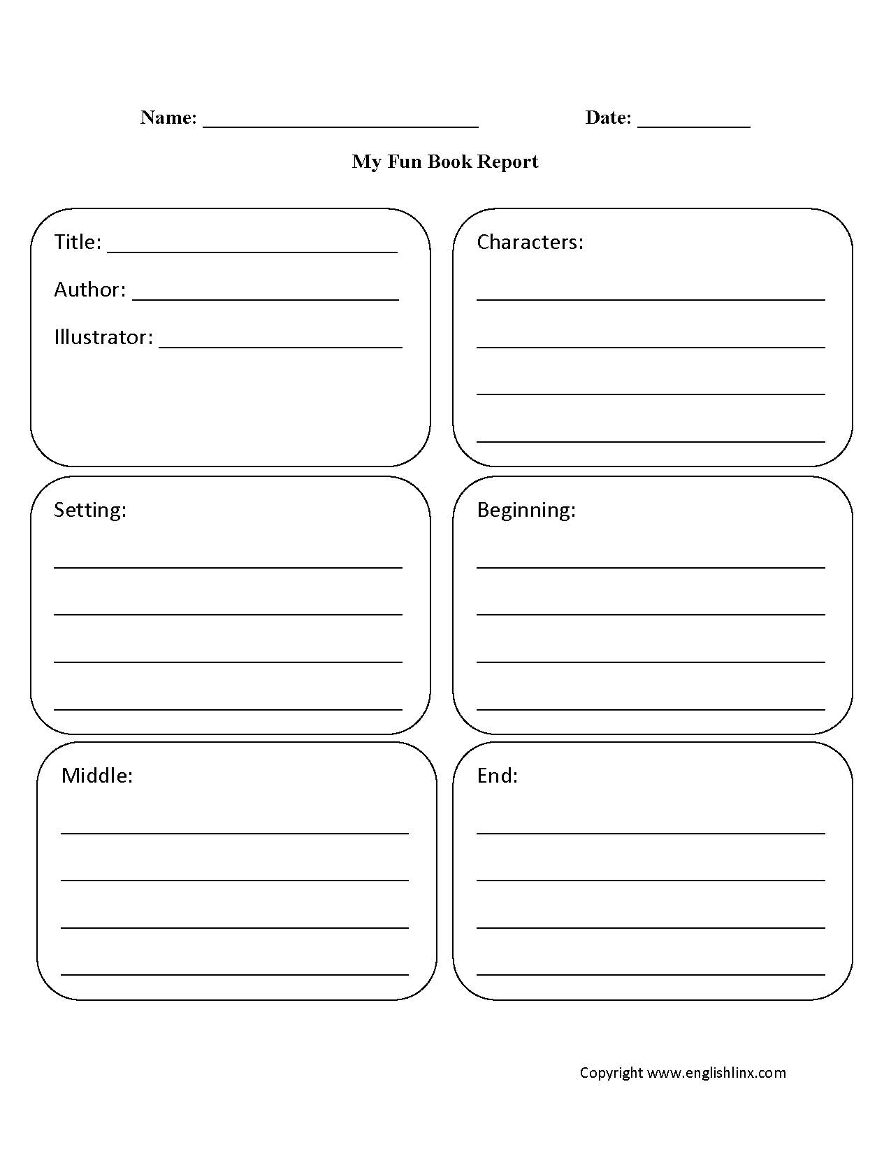 Book Report Worksheets | My Fun Book Report Worksheet For 4Th Grade Book Report Template