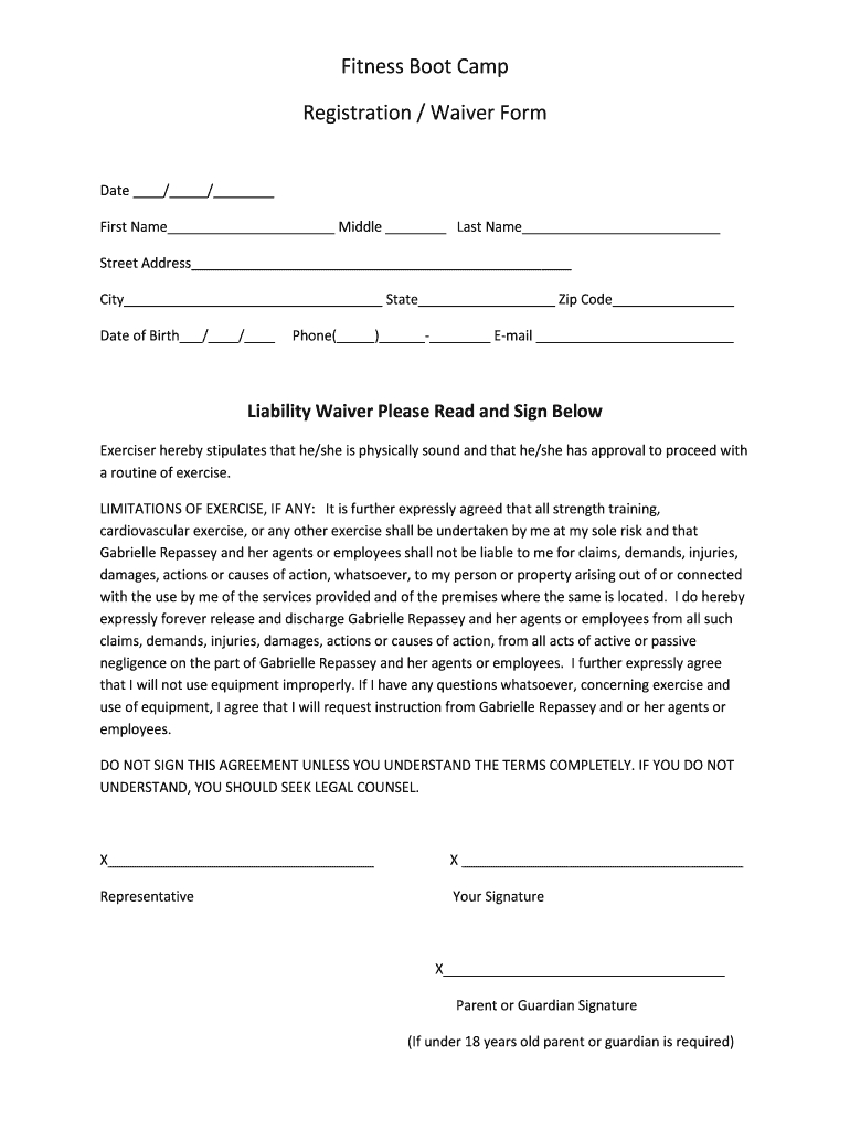 Boot Camp Form – Fill Online, Printable, Fillable, Blank With Camp Registration Form Template Word