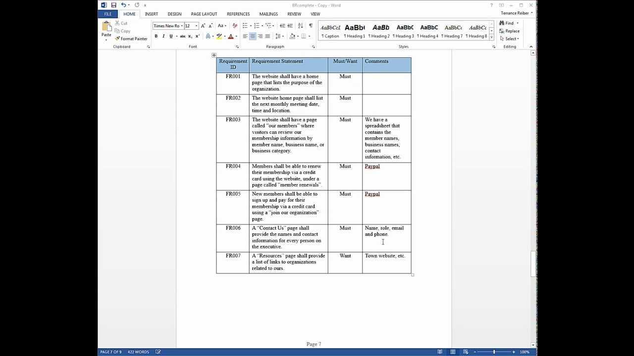 Business Requirements Document Overview With Reporting Requirements Template