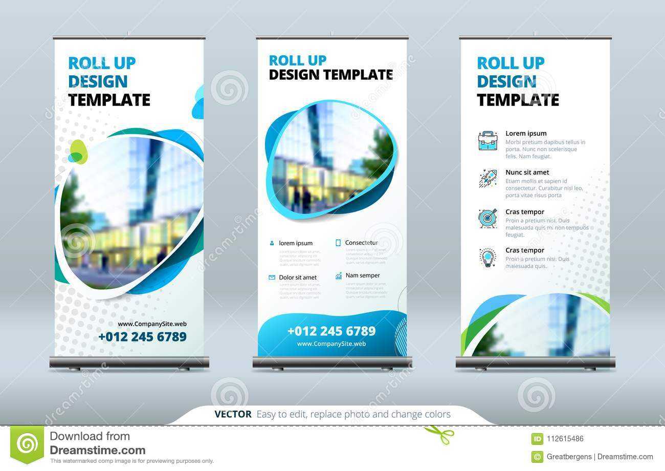 Business Roll Up Banner Stand. Presentation Concept For Retractable Banner Design Templates