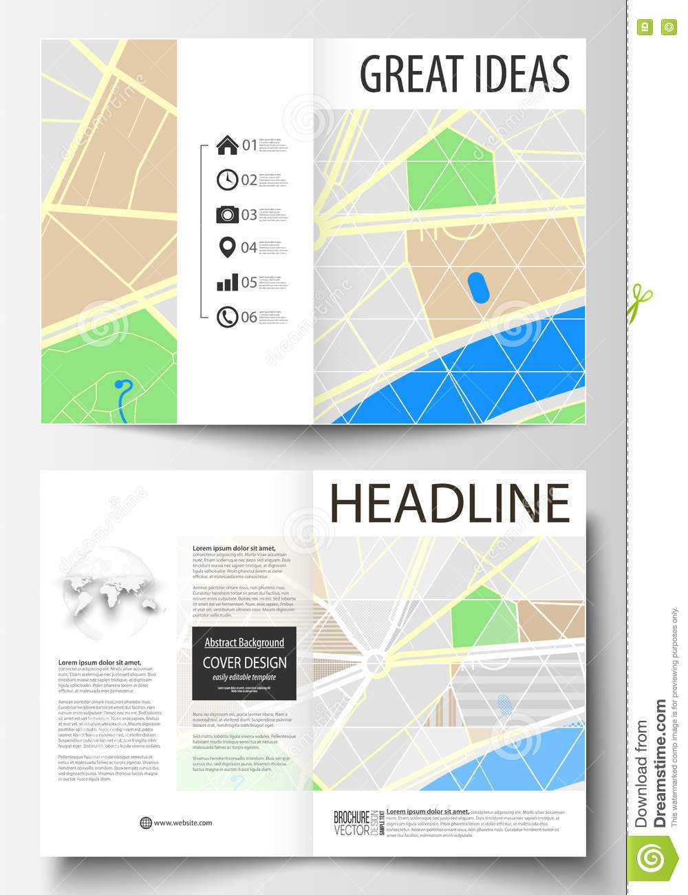 Business Templates For Bi Fold Brochure, Magazine, Flyer Or Within Blank City Map Template