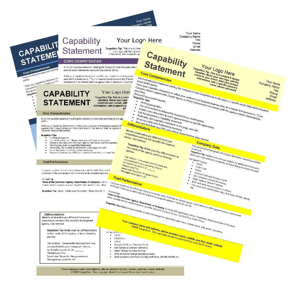 Capability Statement Editable Template Bundle 3 In Capability Statement Template Word