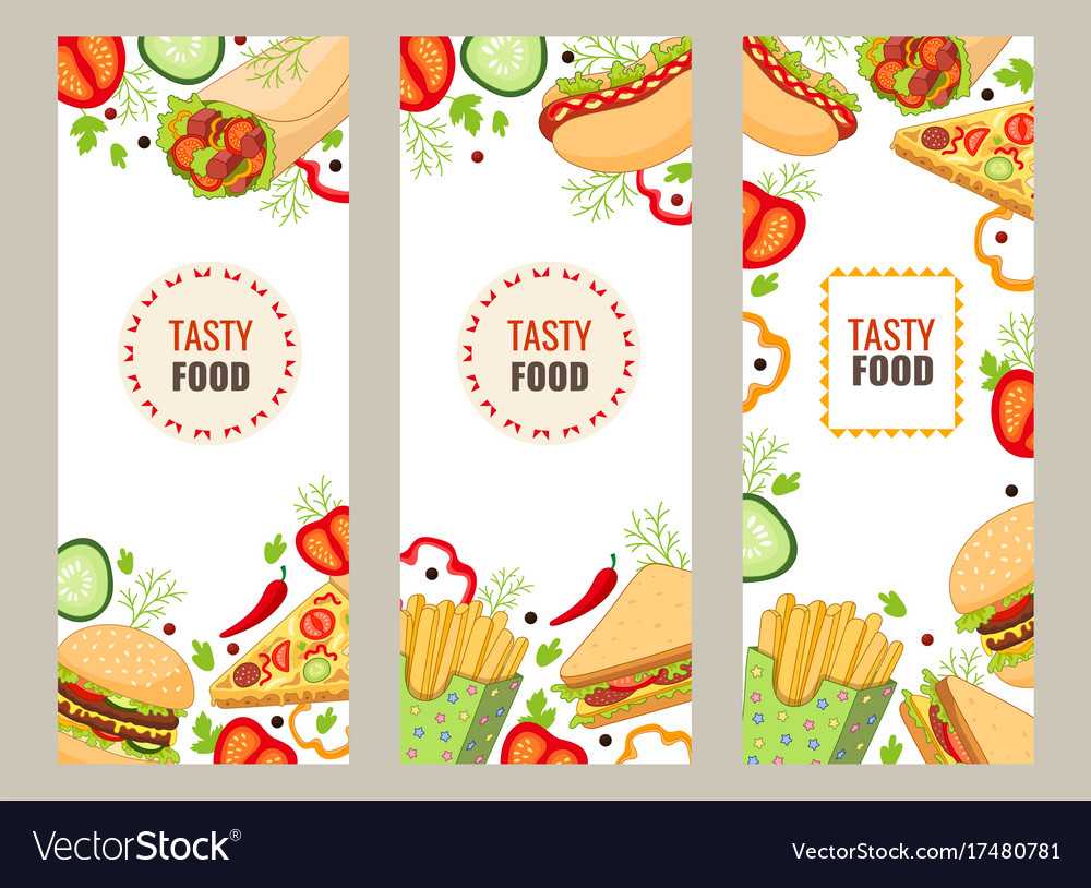 Cartoon Flat Fast Food Banner Template Set Inside Food Banner Template
