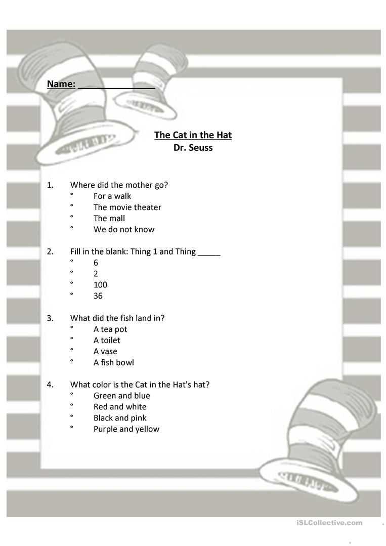 Cat In The Hts Hat Printable Dr Seuss The Cat In The Hat With Regard To Blank Cat In The Hat Template