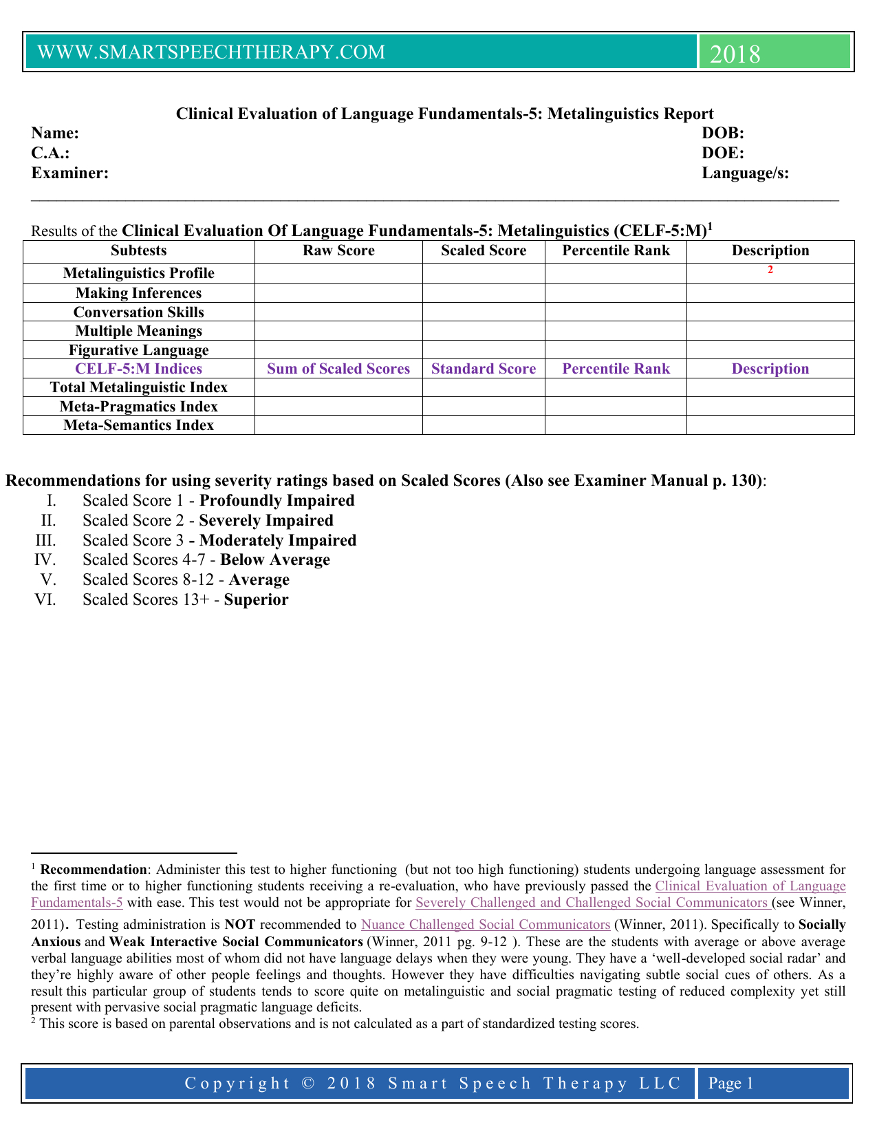 Celf 5 Report Template Throughout Speech And Language Report Template