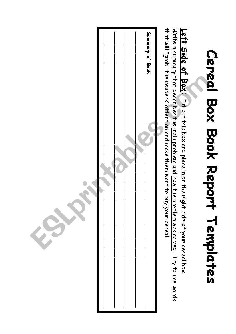 Cereal Box Book Report – Esl Worksheetalmodlin Throughout Cereal Box Book Report Template
