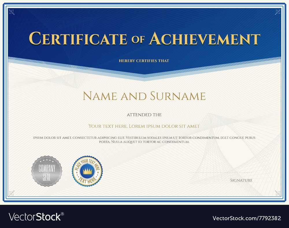 Certificate Achievement Template Blue Theme Within Blank Certificate Of Achievement Template