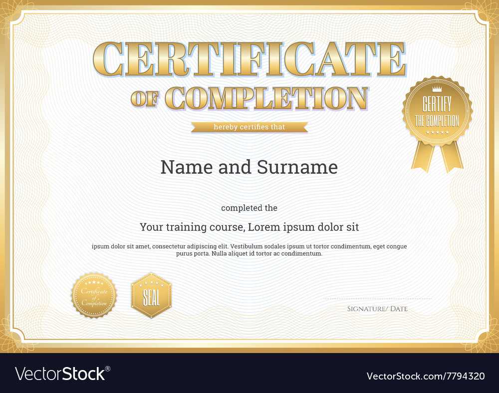 Certificate Of Completion Template Gold Regarding Blank Certificate Of Achievement Template