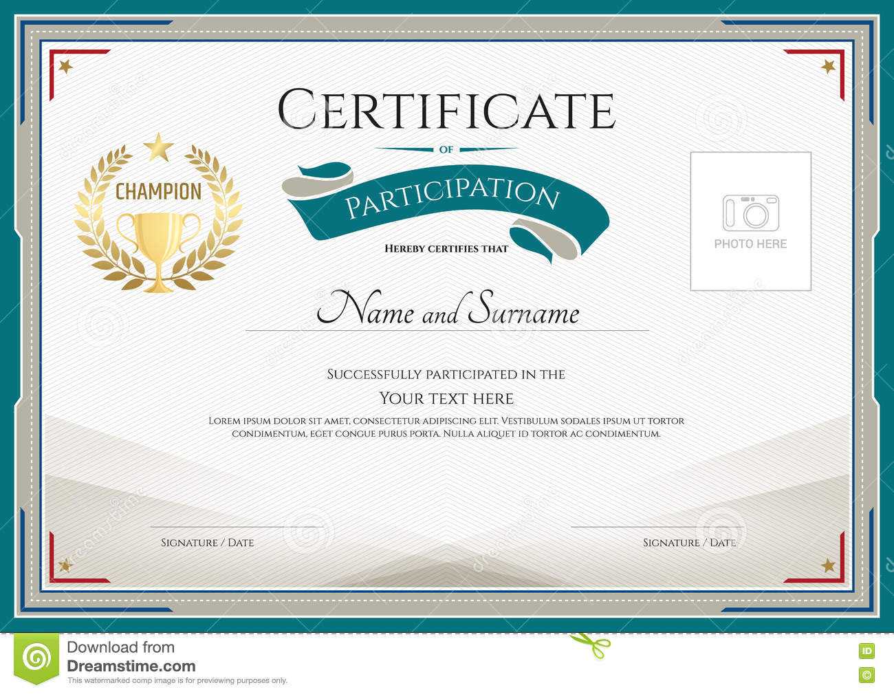 Certificate Of Participation Template With Green Broder Inside Certificate Of Participation Template Word