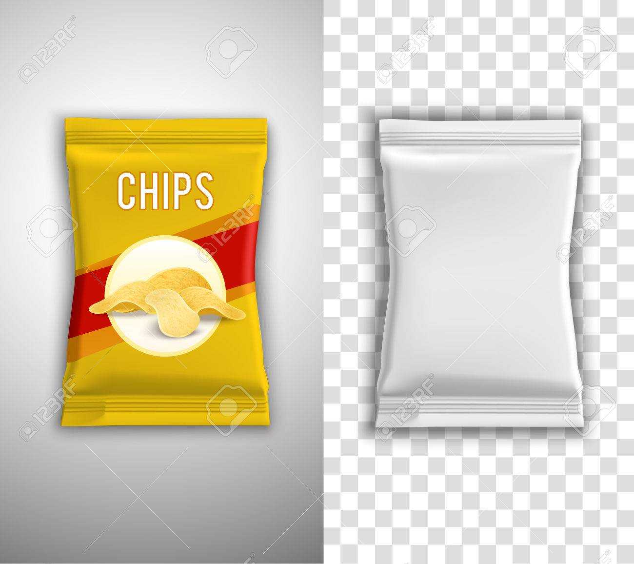 Chips Realistic Packaging Design With Blank White Template And.. With Regard To Blank Packaging Templates