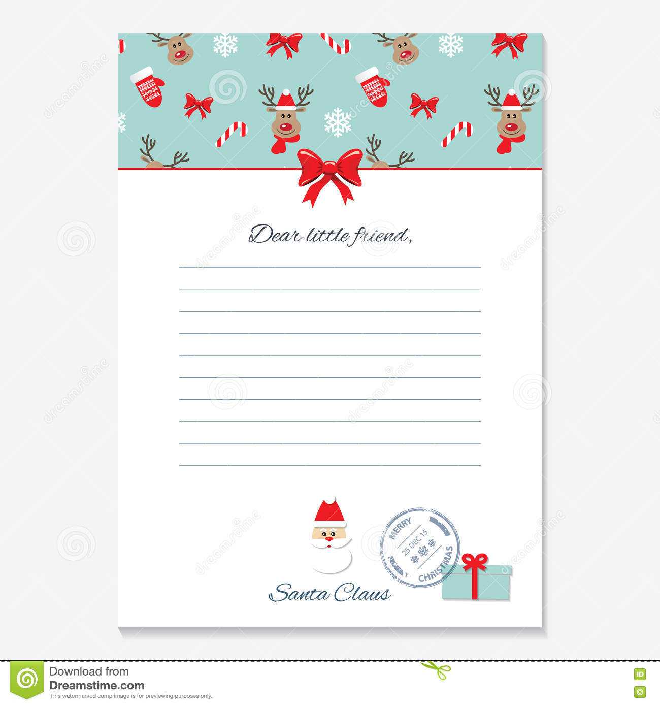 Christmas Letter From Santa Claus Template. Stock Regarding Blank Letter From Santa Template