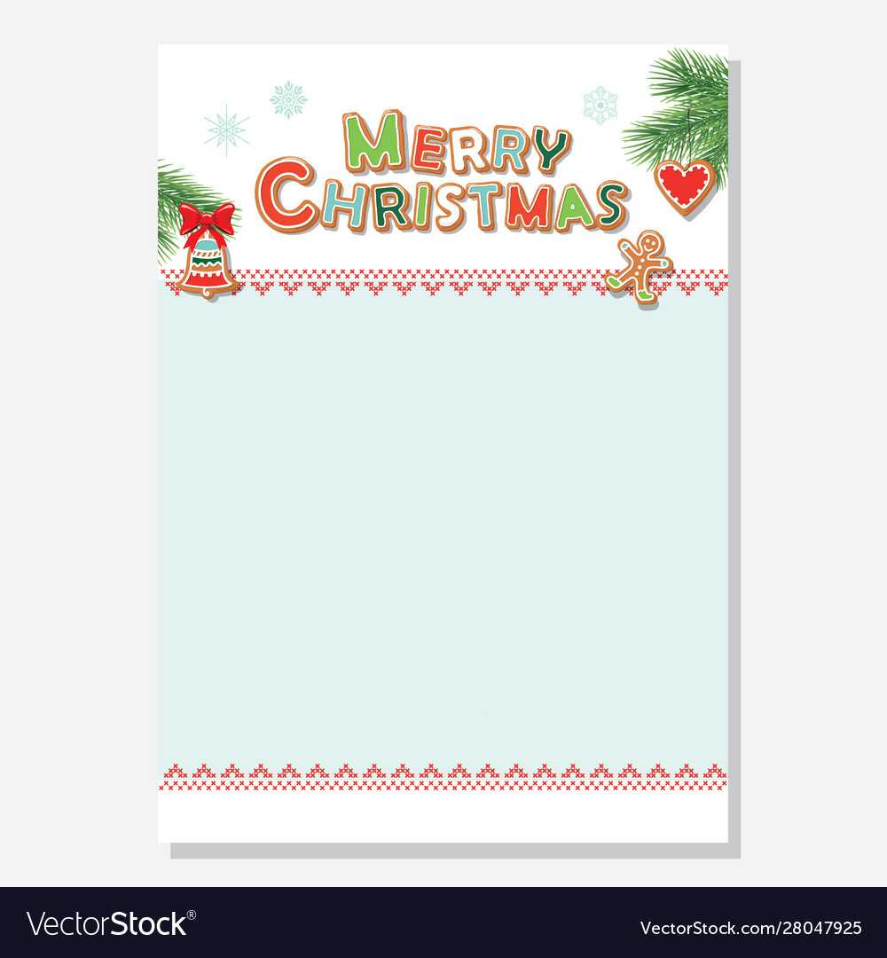 Christmas Santa Letter Blank Template A4 Decorated Pertaining To Blank Letter From Santa Template