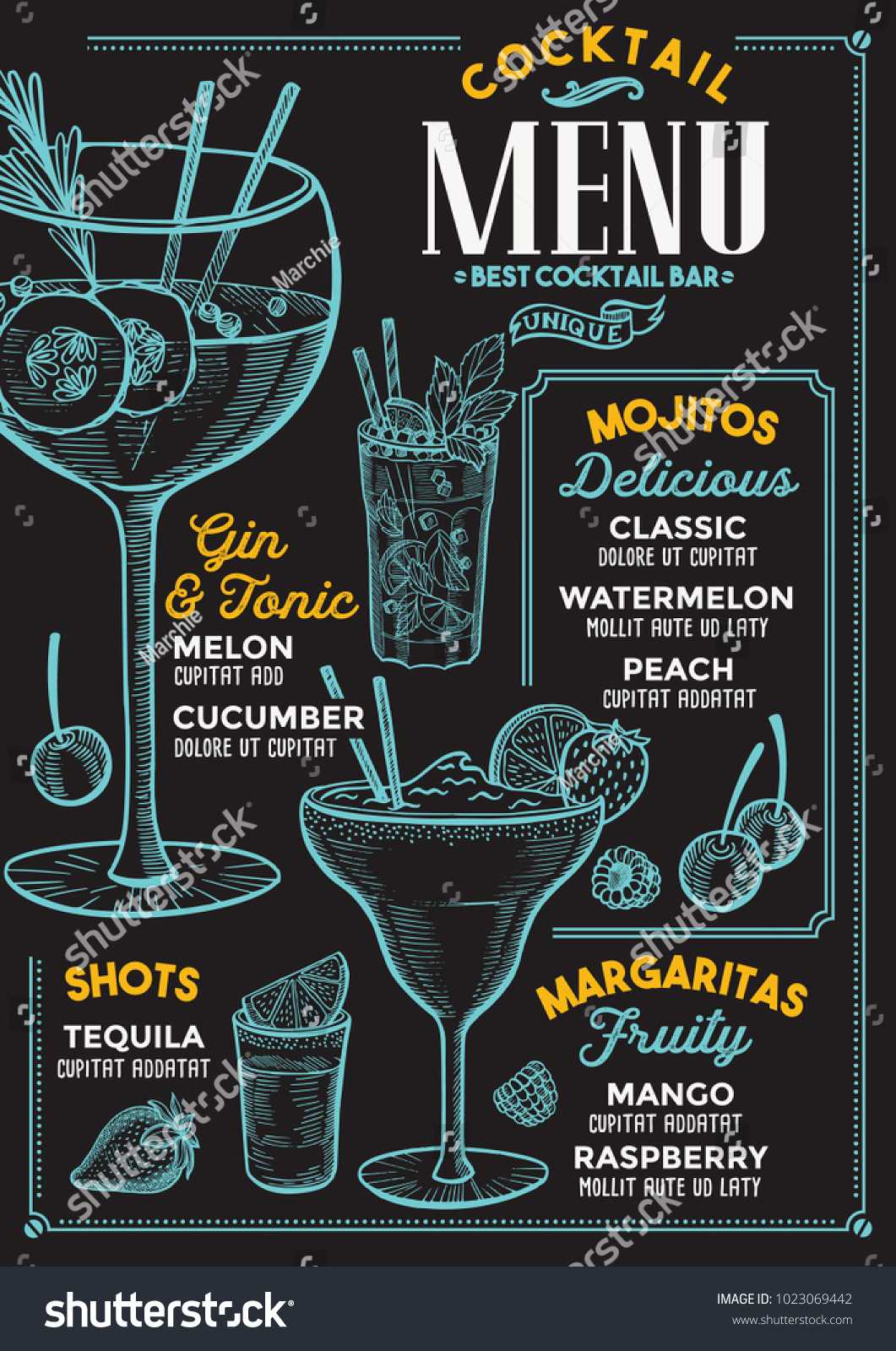 Cocktail Bar Menu Vector Drinks Flyer | Royalty Free Stock Image Within Cocktail Menu Template Word Free