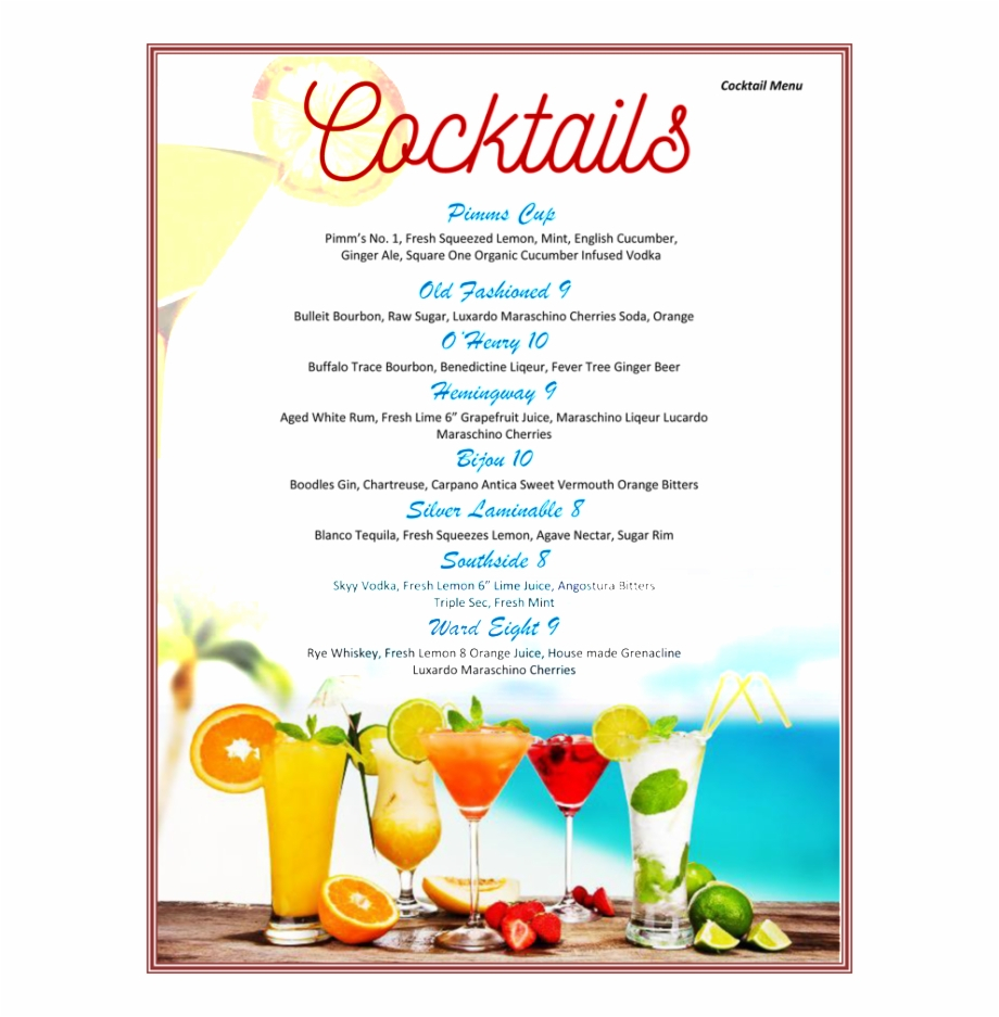 Cocktail Drinks Menu Template Free 239534 - Cocktail Menu With Cocktail Menu Template Word Free