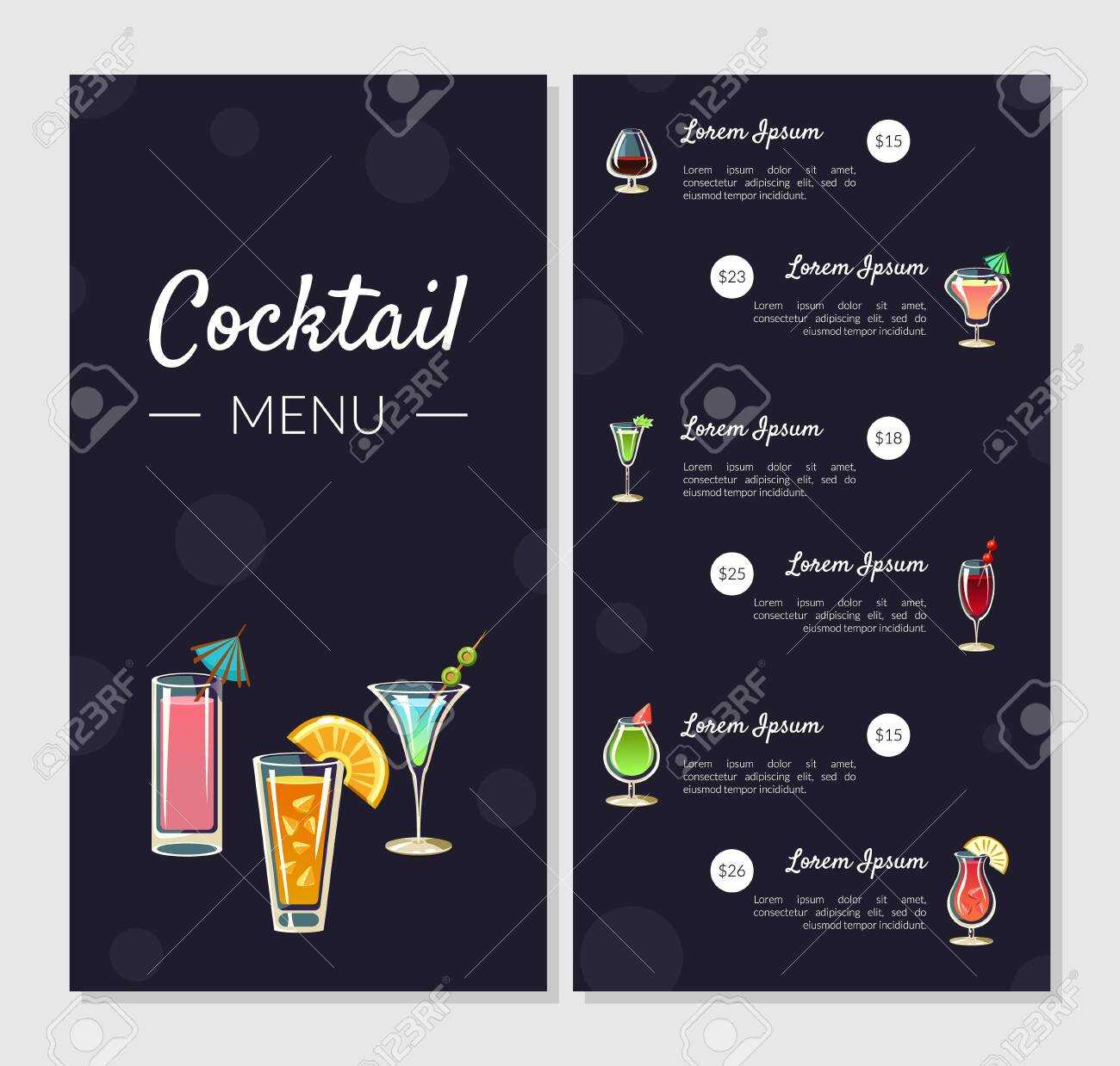 Cocktail Menu Card – Barati.ald2014 Throughout Cocktail Menu Template Word Free