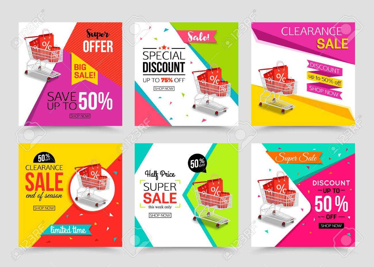 Collection Of Modern Sale Banner Template. Vector Illustrations.. In Free Online Banner Templates