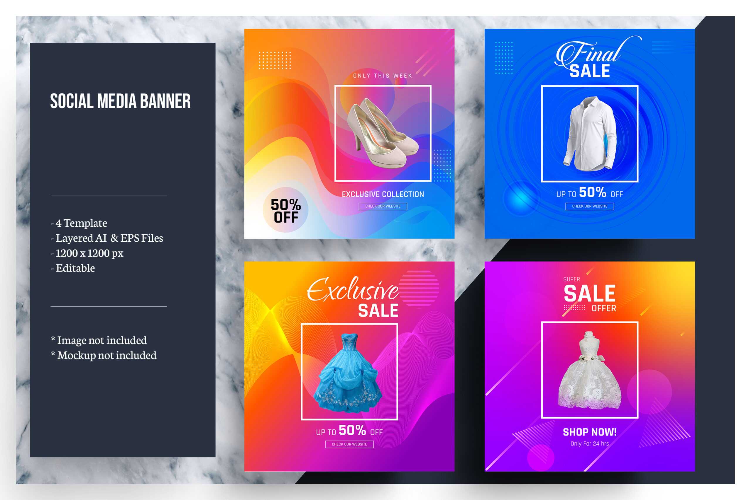 Colorful Social Media Banner Template With Regard To Product Banner Template