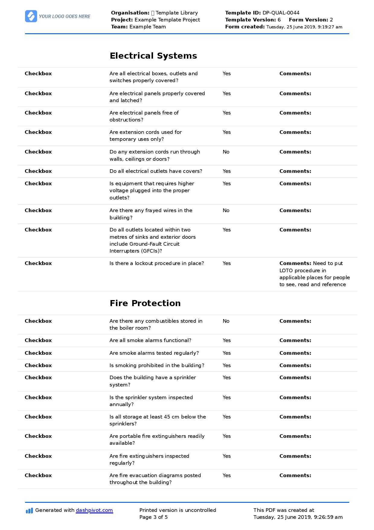 Commercial Property Inspection Checklist Template (Use It Inside Commercial Property Inspection Report Template