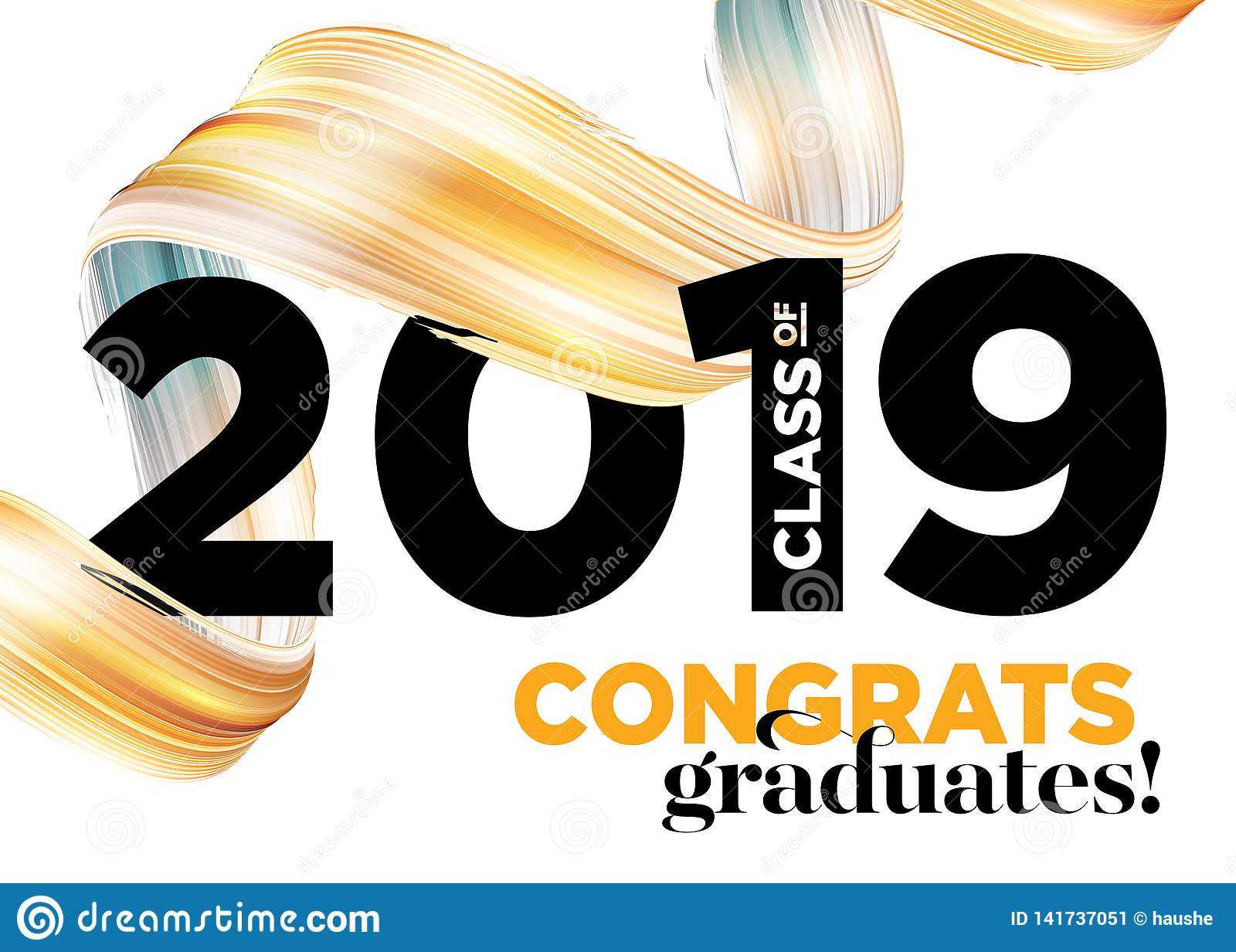 Congratulations Graduates Class Of 2019 Vector Logo In College Banner Template