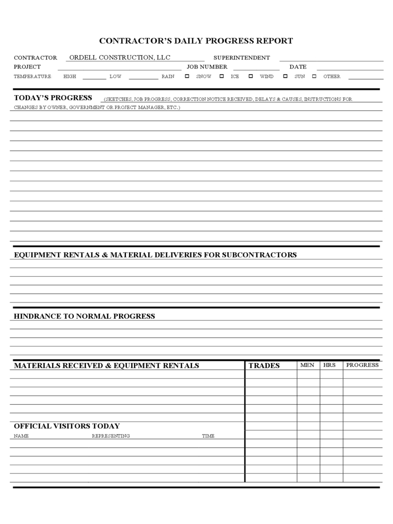 Construction Daily Report Template – 1 Free Templates In Pdf In Daily Reports Construction Templates