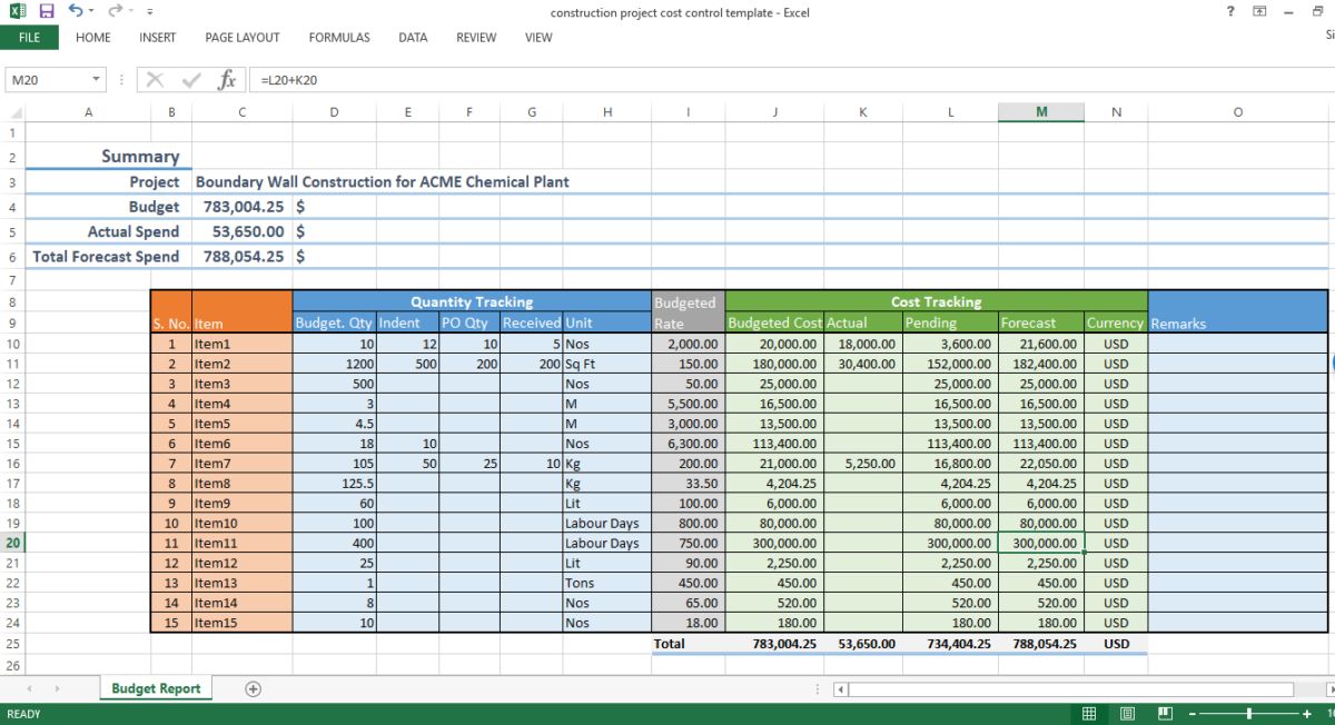 Job Cost Template Excel