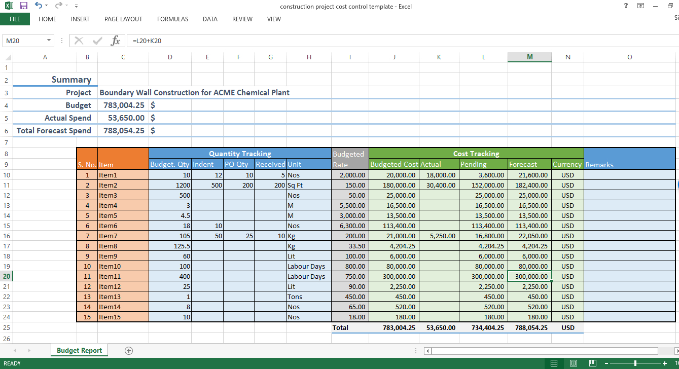 Job Cost Report Template Excel Sample Design Templates