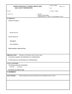 Construction Quality Sample | Templates At regarding Construction Deficiency Report Template