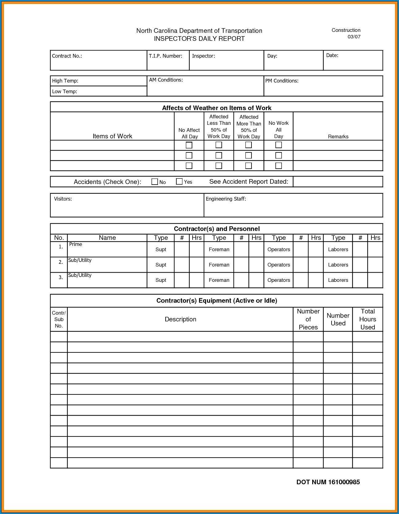 Construction Reports Template – Refat With Regard To Daily Inspection Report Template