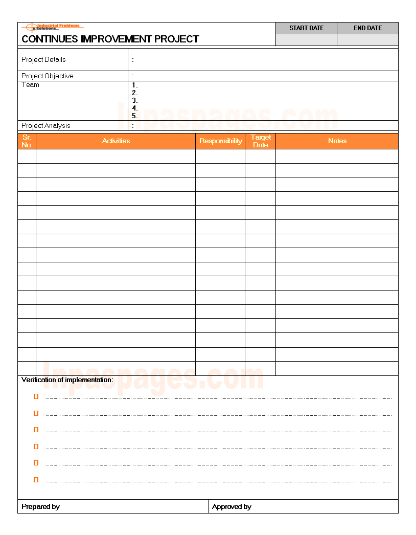 Continuous Improvement Project Format Throughout Improvement Report Template