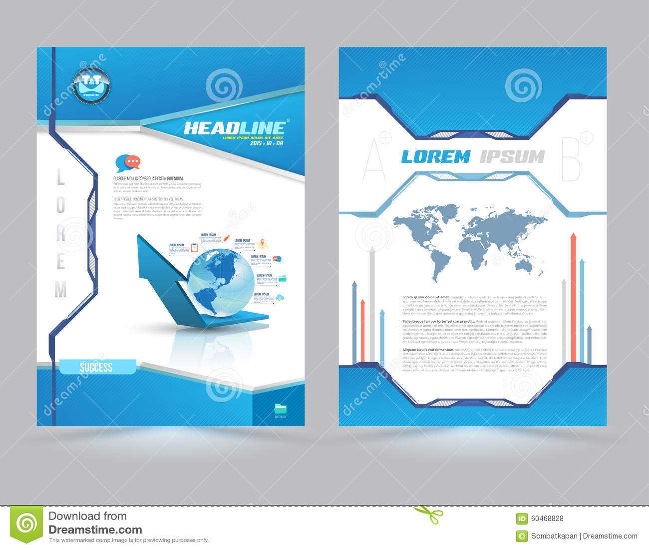 Cover Page Layout Template Technology Style. Stock Inside Cover Pages For Word Templates