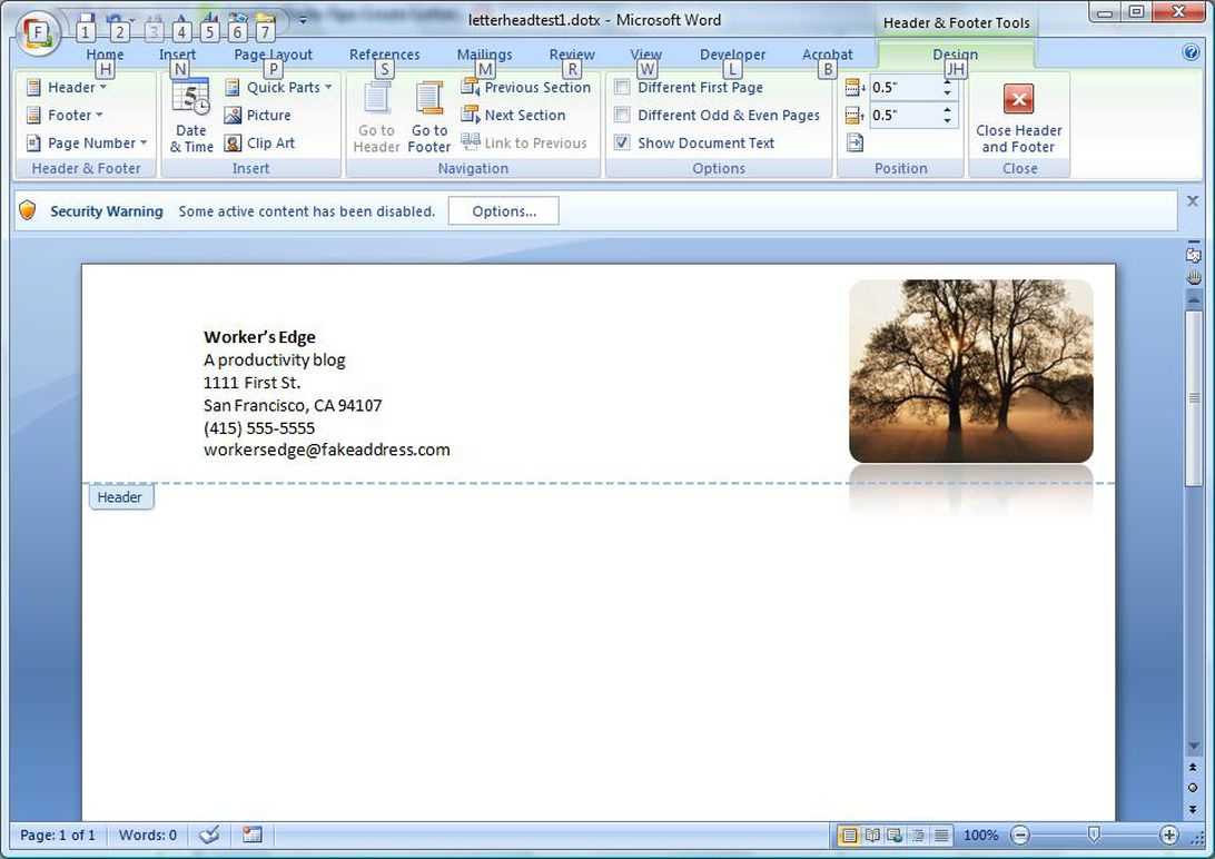 Create A Letterhead Template In Microsoft Word - Cnet Regarding How To Insert Template In Word