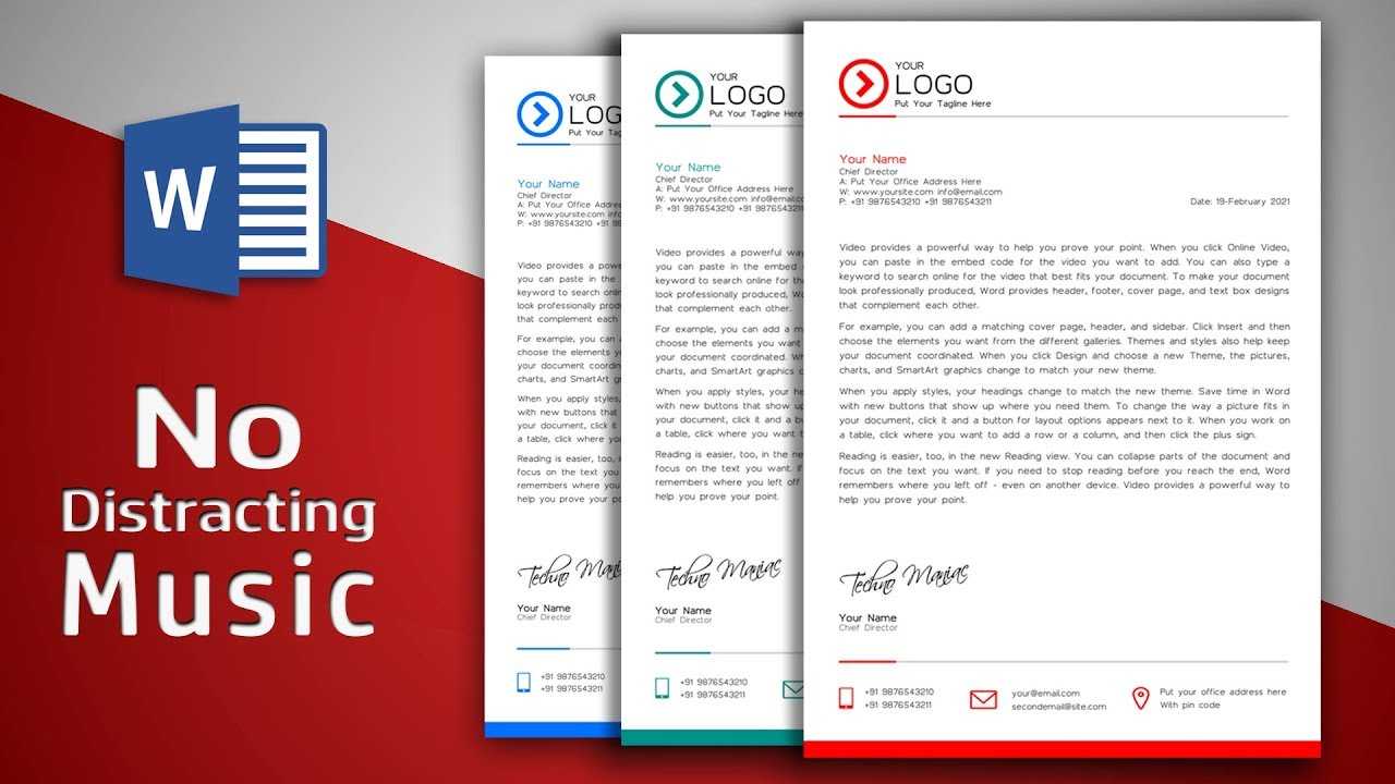 Create Modern Letterhead In Ms Word | No Distracting Music | Free Template With Word Stationery Template Free