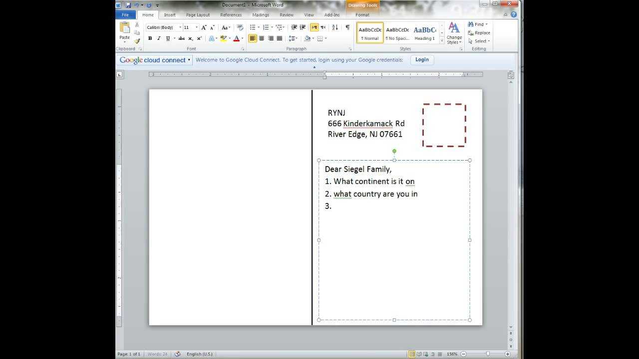 Creating A Postcard In Word Inside Microsoft Word 4X6 Postcard Template