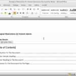 Creating A Table Of Contents In A Word Document - Part 1 for Contents Page Word Template