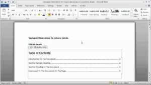 Creating A Table Of Contents In A Word Document - Part 1 for Contents Page Word Template