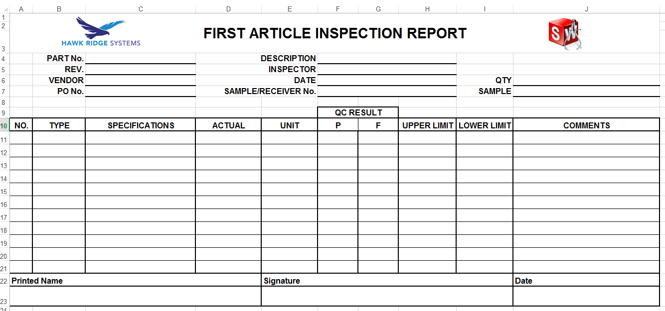 Creating Solidworks Custom Report Templates Intended For Part Inspection Report Template