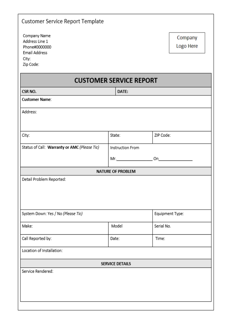 Customer Service Report Template – Excel Word Templates In Daily Sales Call Report Template Free Download