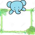 Cute Baby Elephant On Blank Board With Bamboo Frame Isolated.. Throughout Blank Elephant Template