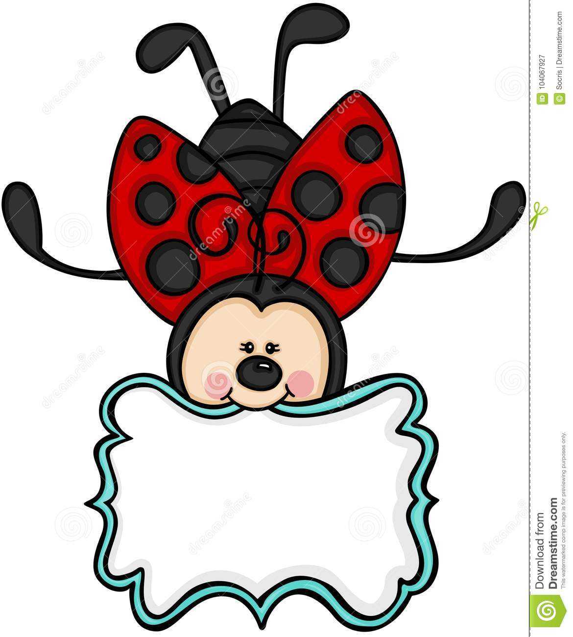 Cute Ladybug With Blank Label Sticker Stock Vector With Blank Ladybug Template