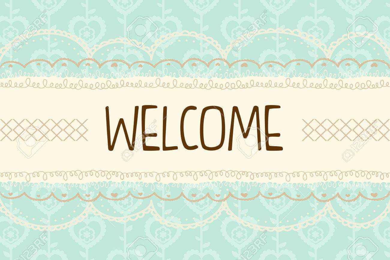Cute Pastel Mint And Yellow With Laces Welcome Background Banner.. Within Welcome Banner Template