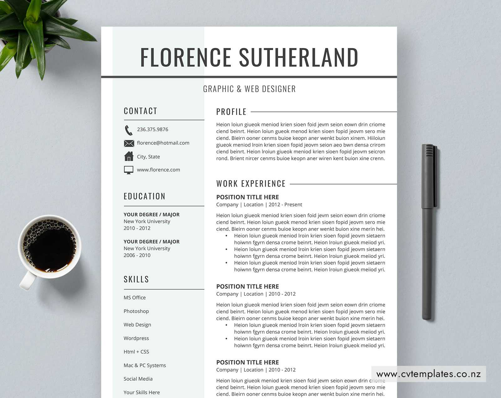 Cv Template For Ms Word, Curriculum Vitae, Professional Cv Template Design,  Editable Cv Template, Cover Letter, References, 1, 2 And 3 Page Resume Within How To Make A Cv Template On Microsoft Word