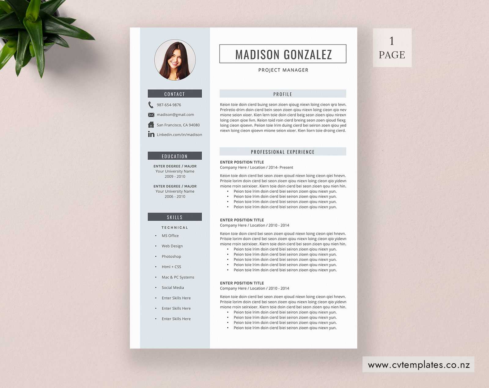 Cv Template, Professional Curriculum Vitae, Minimalist Cv Template Design,  Ms Word, Cover Letter, 1, 2 And 3 Page, Simple Resume Template, Instant Intended For Microsoft Word Cover Page Templates Download