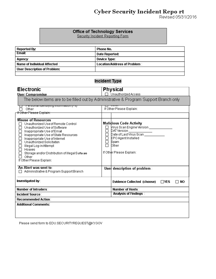 Cyber Security Incident Report Template | Templates At For State Report Template