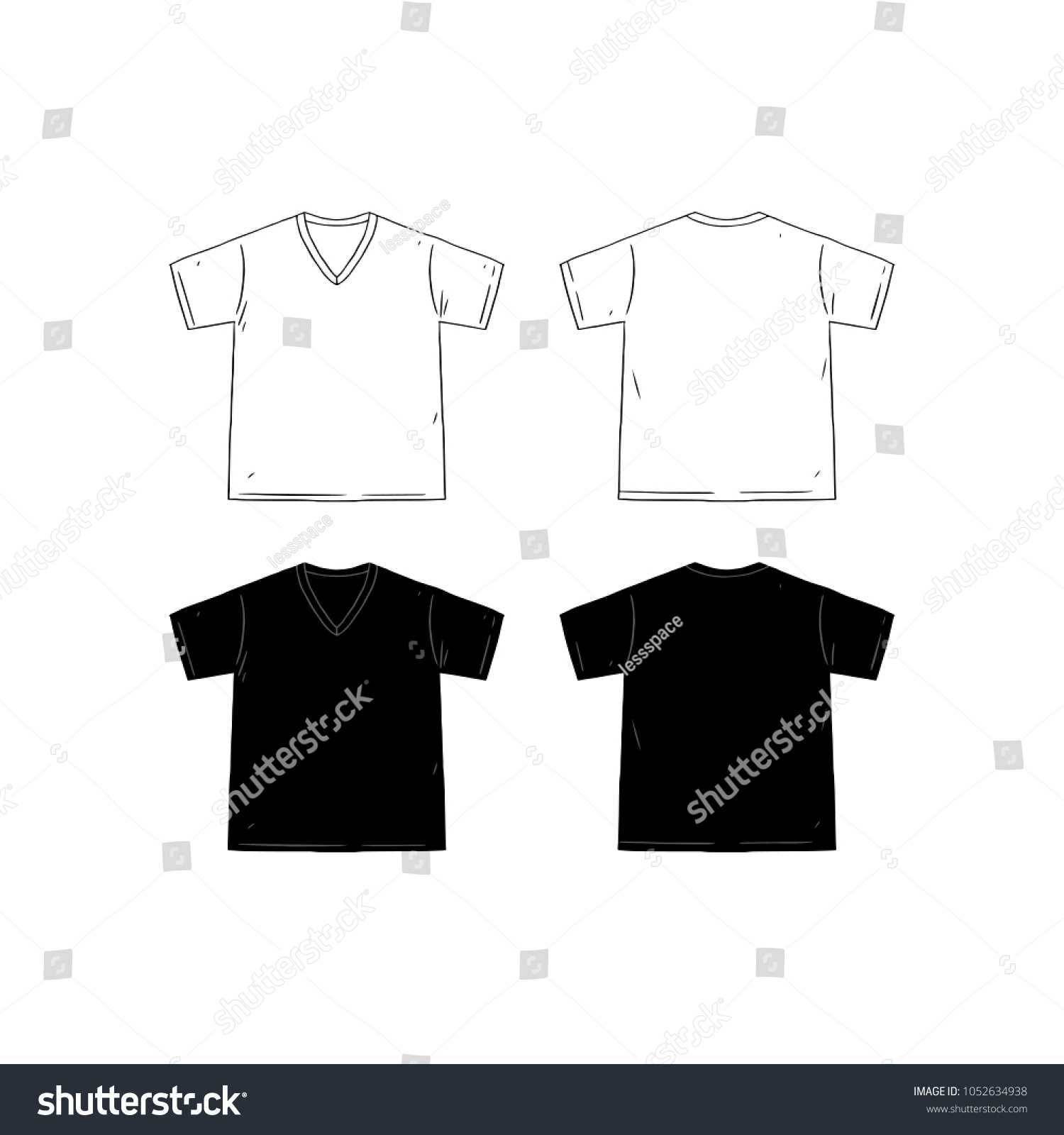 Стоковая Векторная Графика «Set Blank Vneck Tshirt Design With Regard To Blank V Neck T Shirt Template