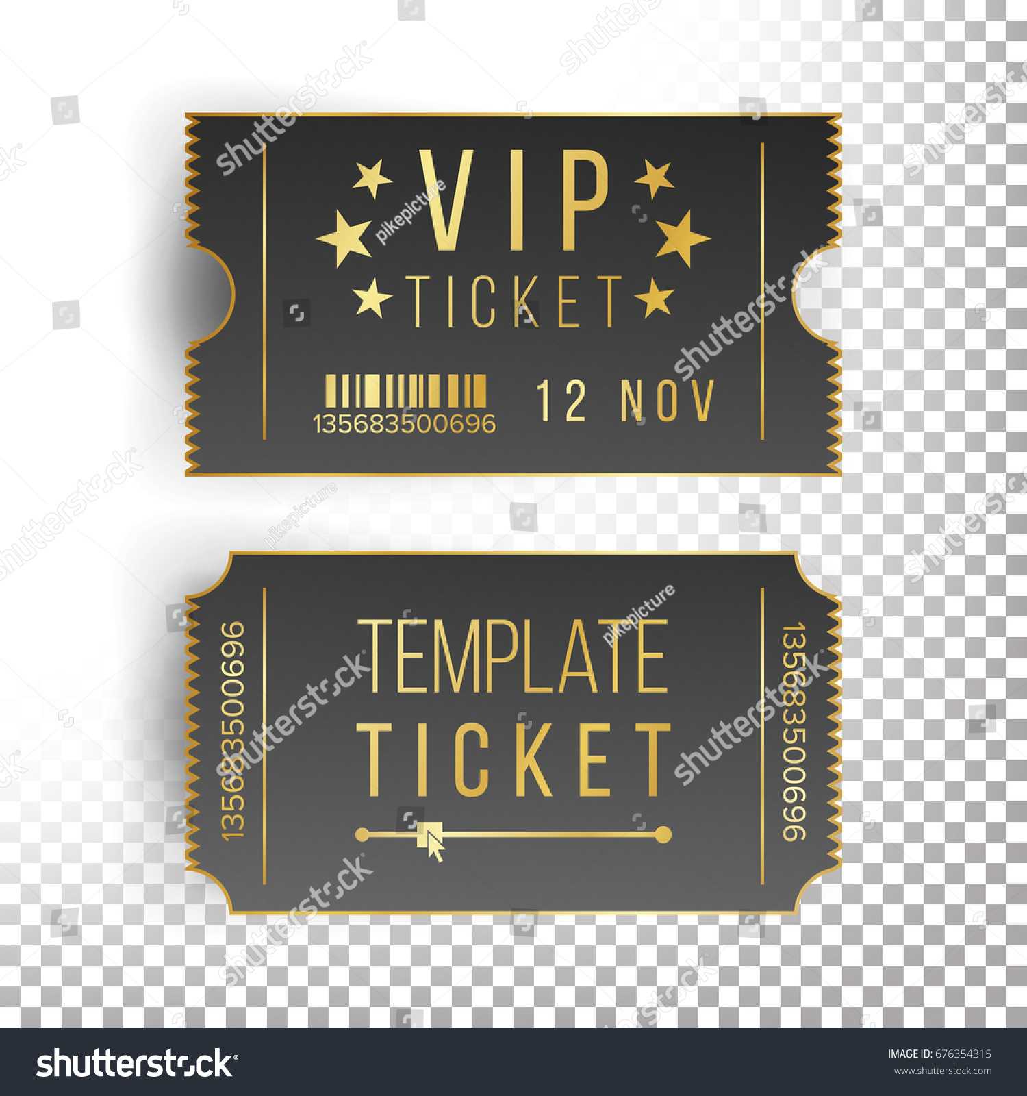 Стоковая Иллюстрация «Vip Ticket Template Empty Black Pertaining To Blank Admission Ticket Template