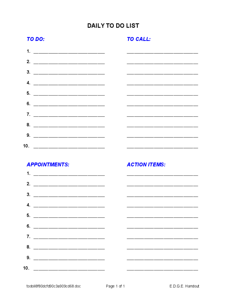 Daily To Do List Template – 5 Free Templates In Pdf, Word Intended For Daily Task List Template Word