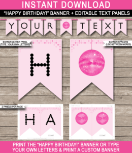 Dance Party Banner Template – Pink within Diy Party Banner Template
