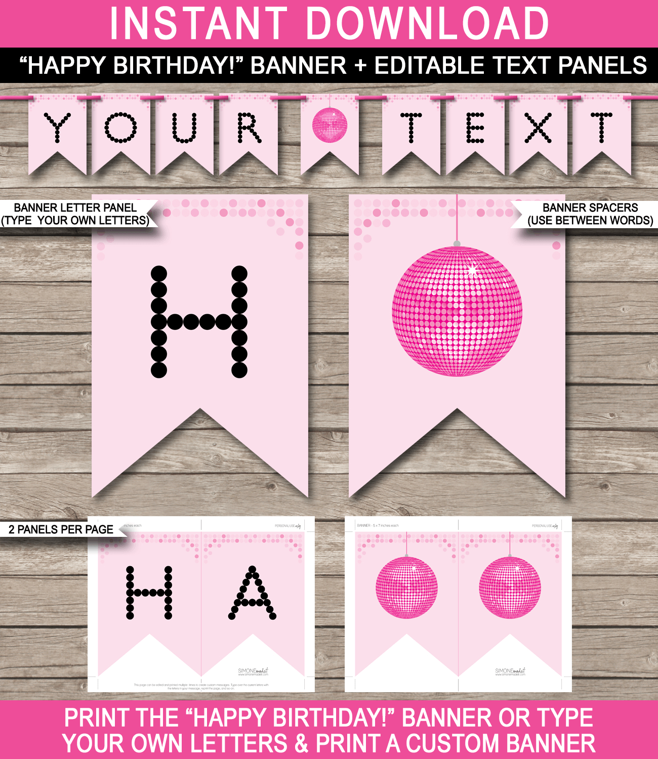 Dance Party Banner Template – Pink Within Diy Party Banner Template