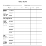 Daycare Menu Template – Fill Online, Printable, Fillable Intended For Daycare Infant Daily Report Template